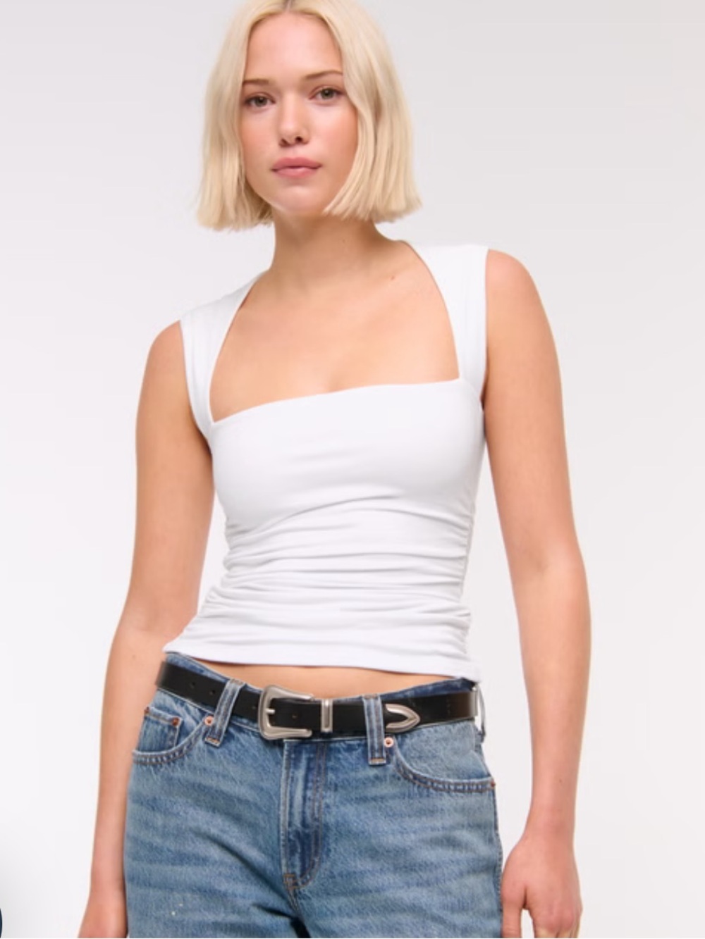 Abercrombie & Fitch White Square-Neck Tank Top